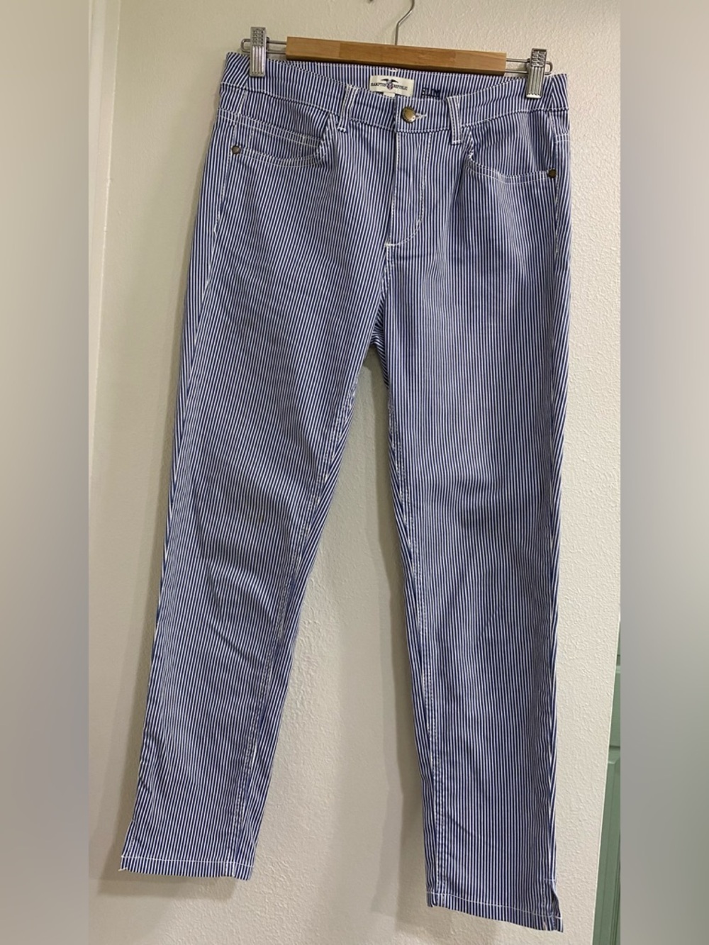 Hampton Republic Straight Leg Women's Jeans in Blue Pinstripe Size EU 38 US 6/8